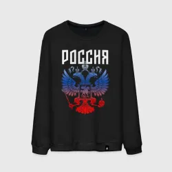 Мужской свитшот хлопок Герб России триколор РФ градиент