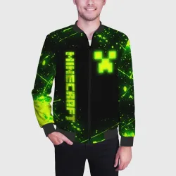 Мужской бомбер 3D Майнкрафт токсичный Крипер брызги - фото 2