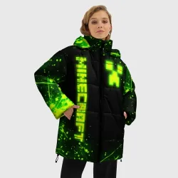 Женская зимняя куртка Oversize Майнкрафт токсичный Крипер брызги - фото 2