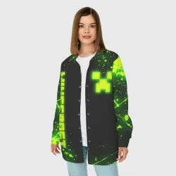 Женская рубашка oversize 3D Майнкрафт токсичный Крипер брызги - фото 2