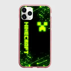 Чехол для iPhone 11 Pro матовый Майнкрафт токсичный Крипер брызги