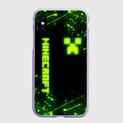 Чехол для iPhone XS Max матовый Майнкрафт токсичный Крипер брызги