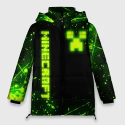 Женская зимняя куртка Oversize Майнкрафт токсичный Крипер брызги