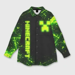 Женская рубашка oversize 3D Майнкрафт токсичный Крипер брызги
