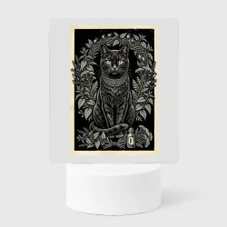 Светильник-ночник Черный кот и руны
