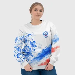 Женский свитшот 3D Гжельская роспись и герб - фото 6