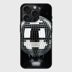 Чехол силиконовый для Apple iPhone 15 Pro матовый Дискошар в окружении чёрных шаров