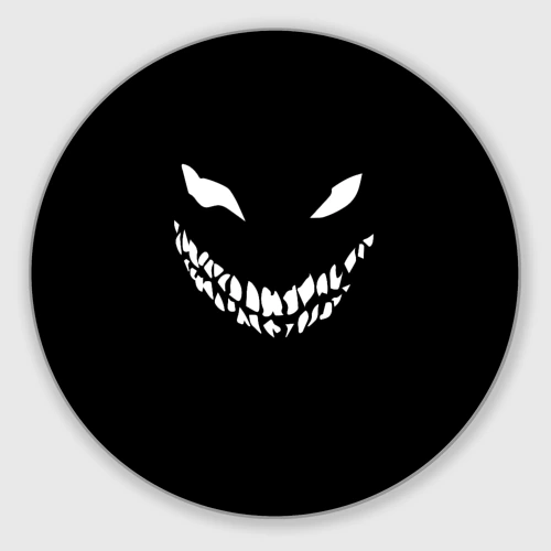 Круглый коврик для мышки Disturbed demon white face