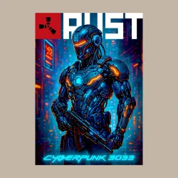 Мужской свитшот хлопок Video game Rust - cyberpunk neon glow - фото 2