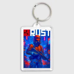 Брелок прямоугольный 35*50 Rus - cyberpunk neon glow