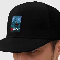 Кепка снепбек с прямым козырьком Shark skin - video game Rust cyberpunk