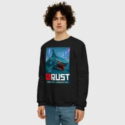 Мужской свитшот хлопок Shark skin - video game Rust cyberpunk - фото 2
