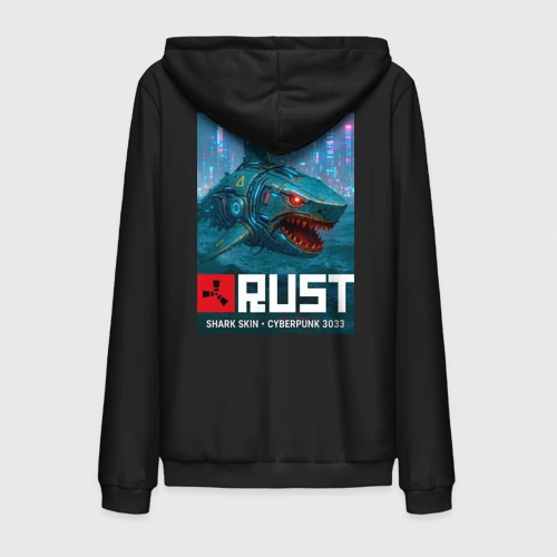 Мужская толстовка на молнии хлопок Shark skin - video game Rust cyberpunk