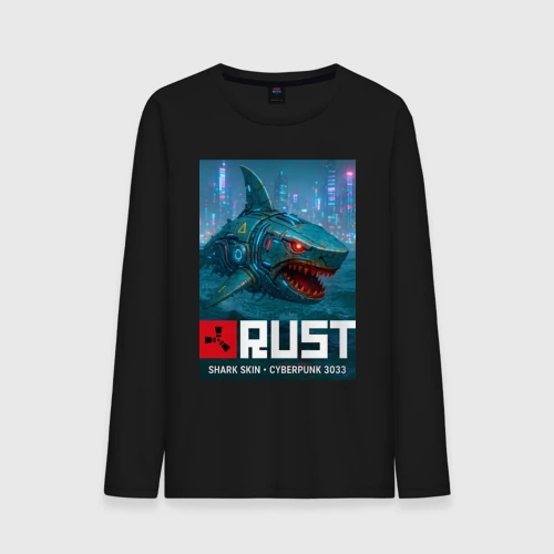 Мужской лонгслив хлопок Shark skin - video game Rust cyberpunk