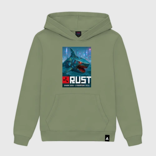 Мужская толстовка хлопок Shark skin - video game Rust cyberpunk