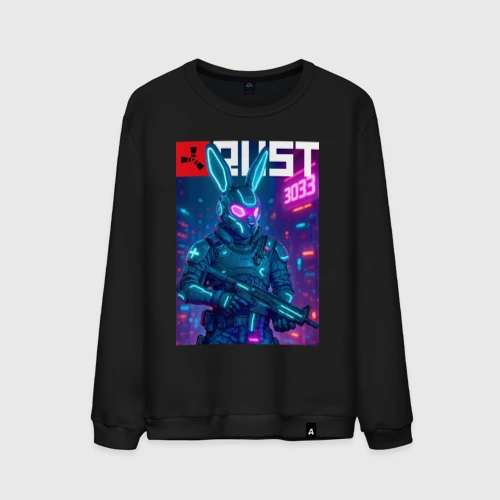 Мужской свитшот хлопок Rabbit skin - video game Rust neon glow