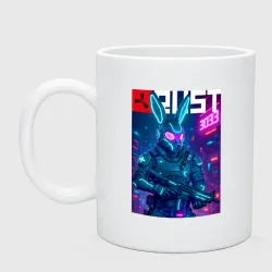 Кружка керамическая Rabbit skin - video game Rust neon glow