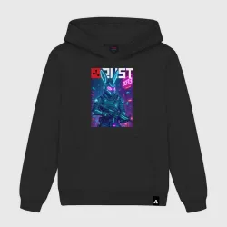 Мужская толстовка хлопок Rabbit skin - video game Rust neon glow