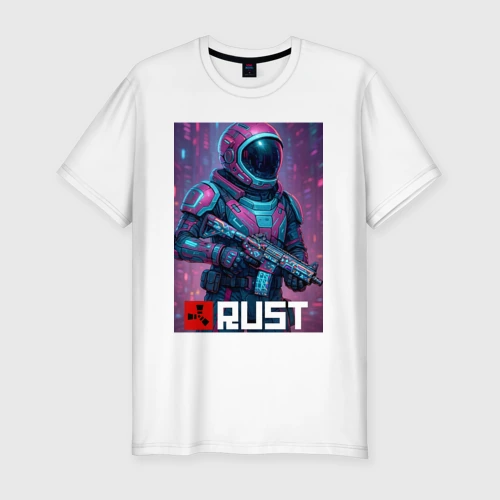 Мужская футболка хлопок Slim Video game Rust - Astronaut skin