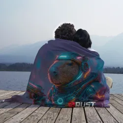 Плед 3D Capybara skin - video game Rust neon glow - фото 2