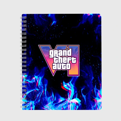 Тетрадь GTA 6 неоновый огонь глитч