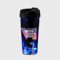 Термокружка-непроливайка GTA 6 неоновый огонь глитч