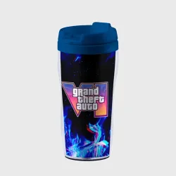 Термокружка-непроливайка GTA 6 неоновый огонь глитч