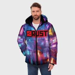 Мужская зимняя куртка 3D Video game Rust - neon glow - фото 2
