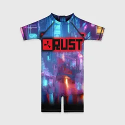 Детский купальный костюм 3D Video game Rust - neon glow