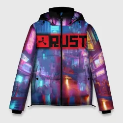 Мужская зимняя куртка 3D Video game Rust - neon glow