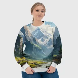 Женский свитшот 3D Скалы и вершины - фото 6