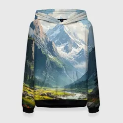 Женская толстовка 3D Скалы и вершины