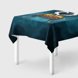 Скатерть 3D Шашлык с любовью  мангал с сердцем из дыма
