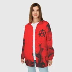Женская рубашка oversize 3D Огненная анархия - буква на груди - фото 2