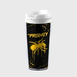 Термокружка-непроливайка The Prodigy муравей жёлтые брызги краски