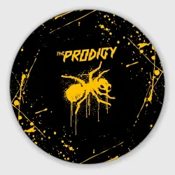 Круглый коврик для мышки The Prodigy муравей жёлтые брызги краски