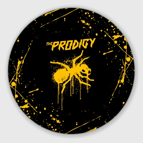 Круглый коврик для мышки The Prodigy муравей жёлтые брызги краски