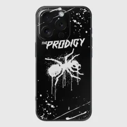Чехол для iPhone 16 Pro силиконовый с защитой камеры The Prodigy ant yellow брызги красок