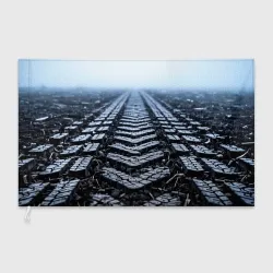 Флаг 3D След ботинка и гусеницы трактора