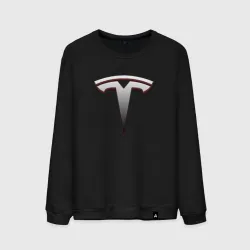 Мужской свитшот хлопок Tesla logo metallic gradient 