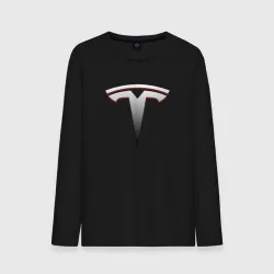 Мужской лонгслив хлопок Tesla logo metallic gradient 
