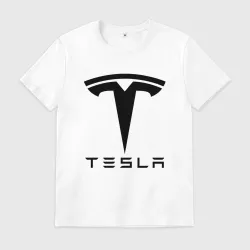 Мужская футболка хлопок Tesla logo black