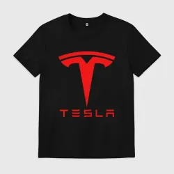 Мужская футболка хлопок Tesla logo red 