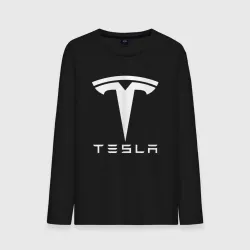 Мужской лонгслив хлопок Tesla logo white