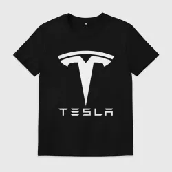 Мужская футболка хлопок Tesla logo white