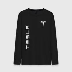 Мужской лонгслив хлопок Tesla logo white на груди