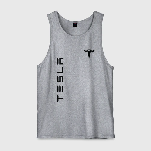 Мужская майка хлопок Tesla logo black на груди