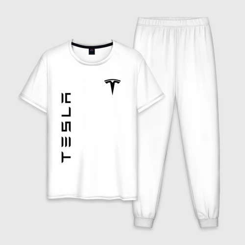 Мужская пижама хлопок Tesla logo black на груди