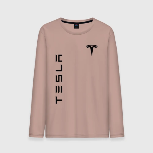 Мужской лонгслив хлопок Tesla logo black на груди