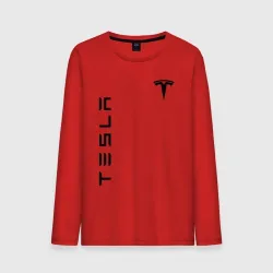 Мужской лонгслив хлопок Tesla logo black на груди